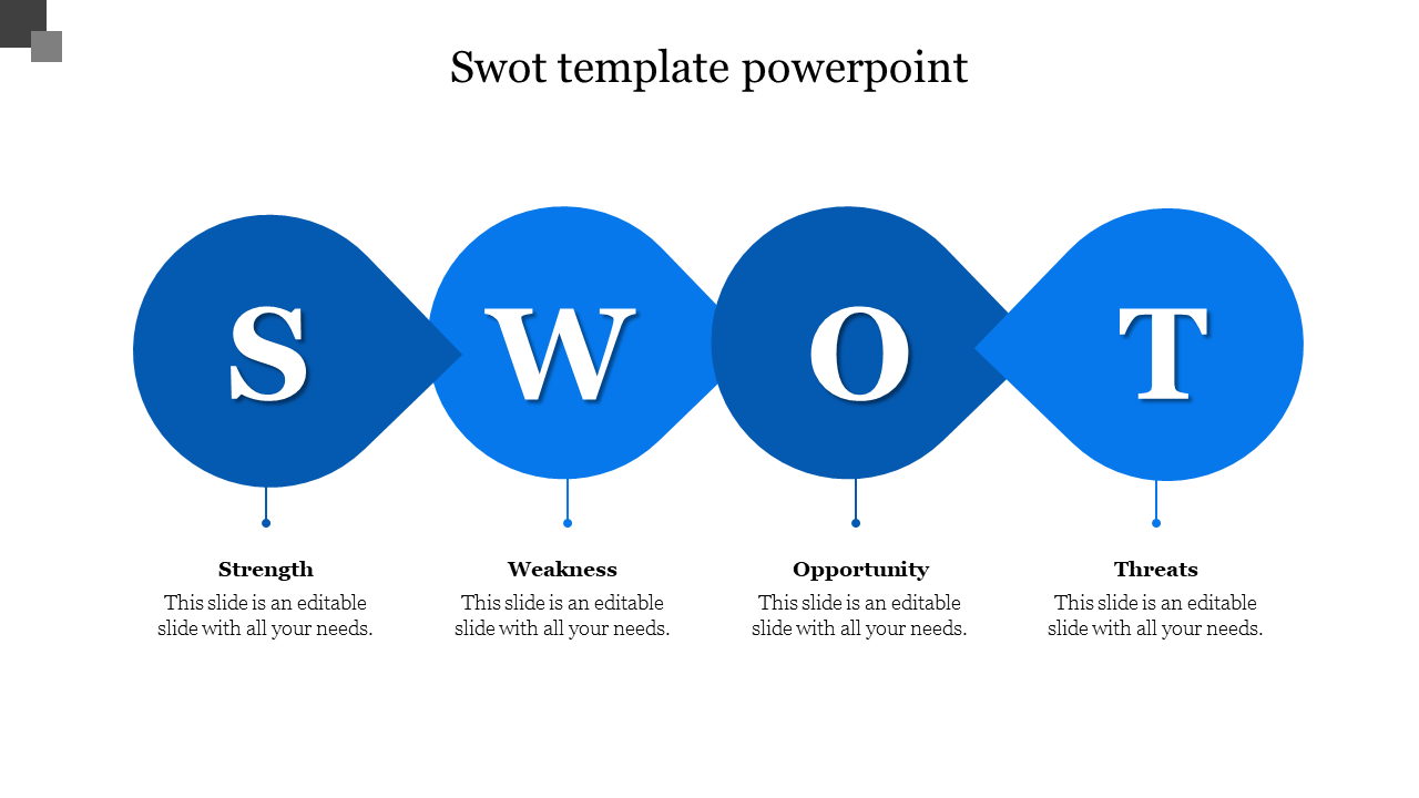 Free - Creative SWOT Template PowerPoint In Blue Color Slide